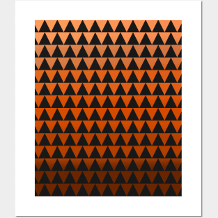 Rust Colours, Burnt Orange and Black Zig Zag Design Posters and Art